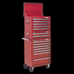 Topchest, Mid-Box & Rollcab Combination 14 Drawer with Ball-Bearing Slides - Red