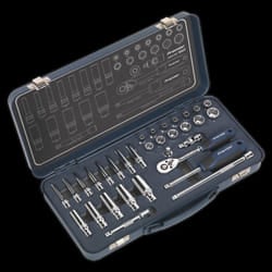 Socket Set 32pc 1/4&quot;Sq Drive Lock-On? 6pt Metric