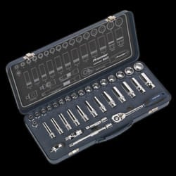 Socket Set 34pc 3/8&quot;Sq Drive Lock-On? 6pt Metric
