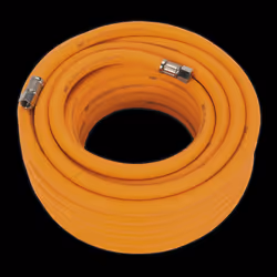 Air Hose 15m x &#216;10mm Hybrid High-Visibility with 1/4&quot;BSP Unions