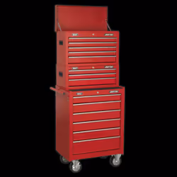 Topchest, Mid-Box & Rollcab 14 Drawer Stack - Red