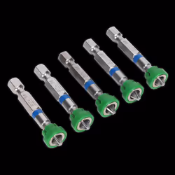 Power Tool Bit Pozi #2 with Magnetic Holder S2 50mm Pack of 5