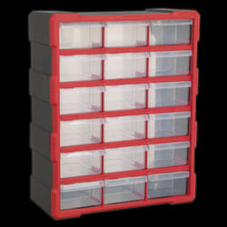 Cabinet Box 18 Drawer - Red/Black