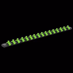 Socket Retaining Rail with 16 Clips 1/4&quot;Sq Drive - Hi-Vis Green