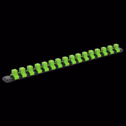 Socket Retaining Rail with 16 Clips 1/2&quot;Sq Drive - Hi-Vis Green