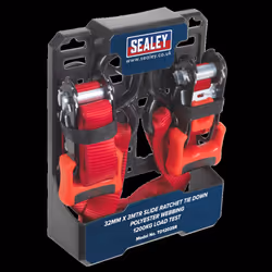 Slide Ratchet Strap 32mm x 3m Polyester Webbing with S-Hooks 1200kg Breaking Strength