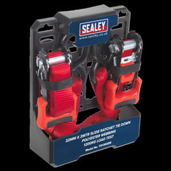 Slide Ratchet Strap 32mm x 3m Polyester Webbing with S-Hooks 1200kg Breaking Strength