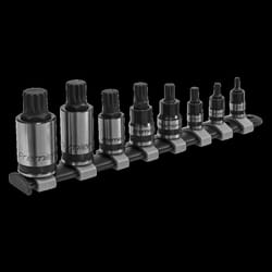 Spline Socket Bit Set 8pc 1/4&quot;, 3/8&quot; & 1/2&quot;Sq Drive Black Series