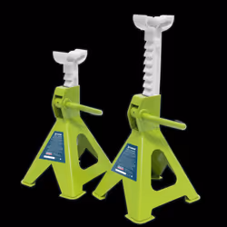 Axle Stands (Pair) 2 Tonne Capacity per Stand Ratchet Type - Hi-Vis Green