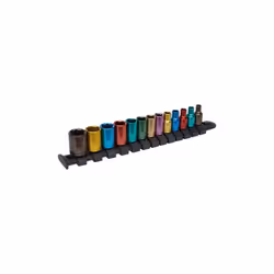 Sealey AK2872 Multi-Coloured Socket Set 13pc 1/4"Sq Drive 6pt WallDrive Metric