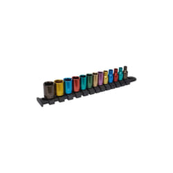Sealey AK2872 Multi-Coloured Socket Set 13pc 1/4"Sq Drive 6pt WallDrive Metric