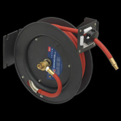 Retractable Air Hose Steel Reel 8m &#216;10mm ID Rubber Hose