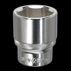 WallDrive&#174; Socket 26mm 1/2&quot;Sq Drive Fully Polished