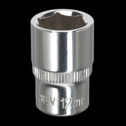 WallDrive&#174; Socket 12mm 1/4&quot;Sq Drive Fully Polished