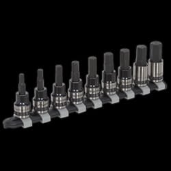 Hex Key Socket Bit Set 9pc 3/8&quot;Sq Drive Metric Black