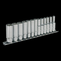 Socket Set 13pc 1/4&quot;Sq Drive Deep WallDrive&#174; Metric