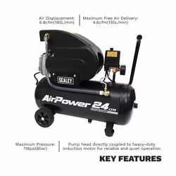 Sealey 24L Direct Drive Air Compressor 2hp SAC2420A