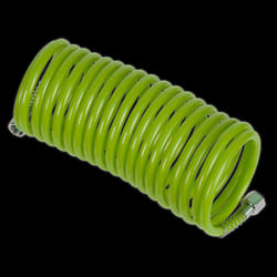 PE Coiled Air Hose 5m x &#216;5mm with 1/4&quot;BSP Unions - Green
