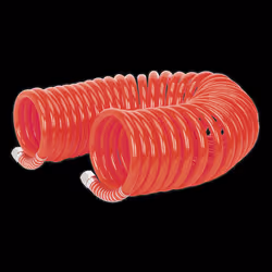 PU Coiled Air Hose 10m x Ø8mm with 1/4"BSP Unions