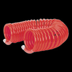 PU Coiled Air Hose 10m x &#216;8mm with 1/4&quot;BSP Unions