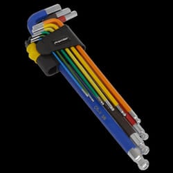 Ball-End Hex Key Set Extra-Long 9pc Colour-Coded Imperial