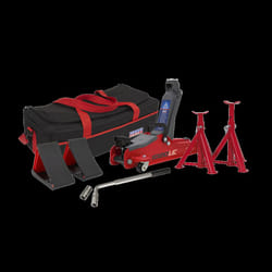 Trolley Jack 2 Tonne Low Entry Short Chassis & Accessories Bag Combo - Red