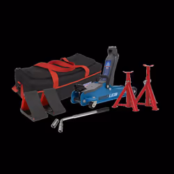 Trolley Jack 2 Tonne Low Entry Short Chassis & Accessories Bag Combo - Blue