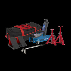 Trolley Jack 2 Tonne Low Entry Short Chassis & Accessories Bag Combo - Blue