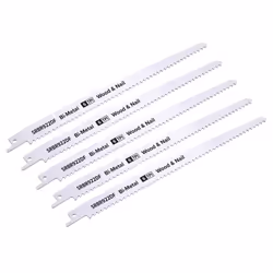 Sealey Reciprocating Saw Blade Wood & Nail 230mm 6tpi - Pack of 5 SRBR922DF