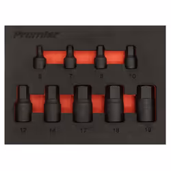 Low Profile Impact Hex Socket Bit Set 1/4" & 3/8" Sq Drive 9pc - Metric - Additional view 4