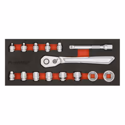 Low Profile Socket Set 15pc 1/4&quot;Sq Drive Metric - Platinum Series