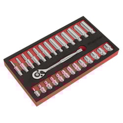 Sealey Premier Ratchet Wrench & Socket Set 1/4"Sq Drive 27pc AK66721