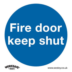 Sealey Worksafe&reg; Fire Door Keep Shut Safety Sign, Self-Adhesive Vinyl - Pack of 10 SS1V10