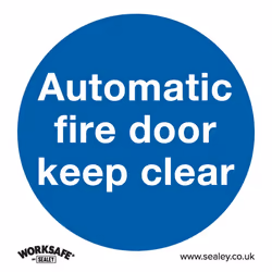 Sealey Worksafe® Automatic Fire Door Keep Clear Safety Sign, Rigid Plastic - Pack of 10 SS3P10