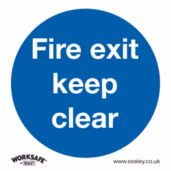 Sealey Worksafe&reg; Fire Exit Keep Clear Safety Sign - Rigid Plastic SS2P1