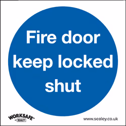 Mandatory Safety Sign - Fire Door Keep Locked Shut - Rigid Plastic - Pack of 10