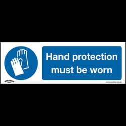 Mandatory Safety Sign - Hand Protection Must Be Worn - Self-Adhesive Vinyl - Pack of 10