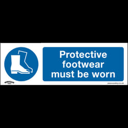Mandatory Safety Sign - Protective Footwear Must Be Worn - Rigid Plastic - Pack of 10