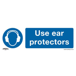 Sealey Worksafe&reg; Use Ear Protectors Safety Sign, Rigid Plastic - Pack of 10 SS10P10
