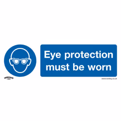Sealey Worksafe&reg; Eye Protection Must Be Worn Safety Sign, Self-Adhesive Vinyl - Pack of 10 SS11V10