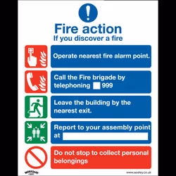 Safe Conditions Safety Sign - Fire Action Without Lift - Self-Adhesive Vinyl - Pack of 10