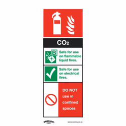 Sealey Worksafe® CO2 Fire Extinguisher Safety Sign, Self-Adhesive Vinyl - Pack of 10 SS21V10