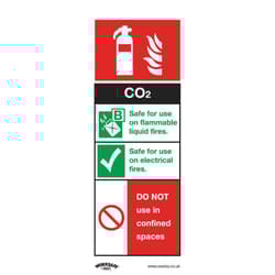 Sealey Worksafe&reg; CO2 Fire Extinguisher Safety Sign, Self-Adhesive Vinyl - Pack of 10 SS21V10
