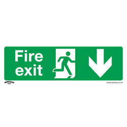 Sealey Worksafe&reg; Fire Exit (Down) Safety Sign, Self-Adhesive Vinyl - Pack of 10 SS22V10