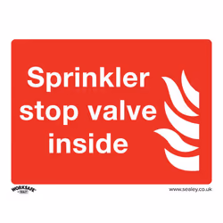 Sealey Worksafe® Sprinkler Stop Valve Safety Sign, Rigid Plastic - Pack of 10 SS23P10