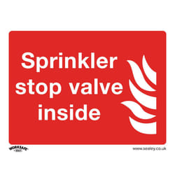 Sealey Worksafe&reg; Sprinkler Stop Valve Safety Sign, Rigid Plastic - Pack of 10 SS23P10