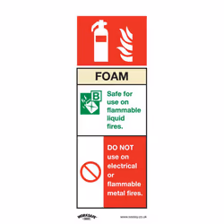Sealey Worksafe® Foam Fire Extinguisher Safety Sign, Self-Adhesive Vinyl - Pack of 10 SS30V10
