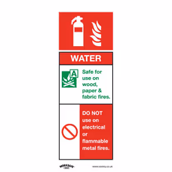 Sealey Worksafe® Water Fire Extinguisher Safety Sign, Rigid Plastic - Pack of 10 SS27P10