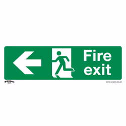 Sealey Worksafe&reg; Fire Exit (Left) Safety Sign, Rigid Plastic - Pack of 10 SS25P10