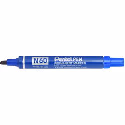 Pentel N60 Permanent Marker Chisel Tip Max.6mm Line Blue Ref N60-C [Pack of 12]
